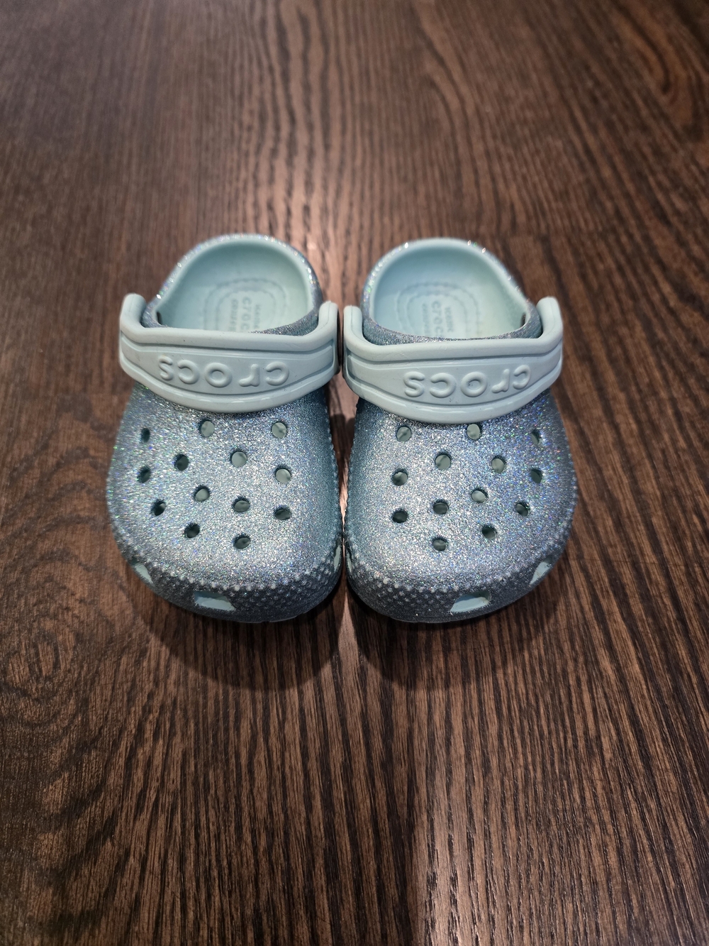 Toddler Glitter Crocs in Light Blue, 4C